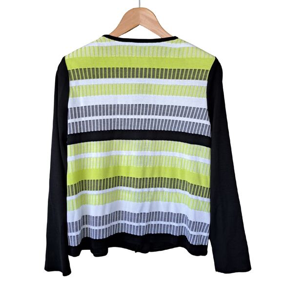 Ming Wang Black & Yellow Stripe Zip Front Cardigan Jacket Size Medium - Picture 6 of 8
